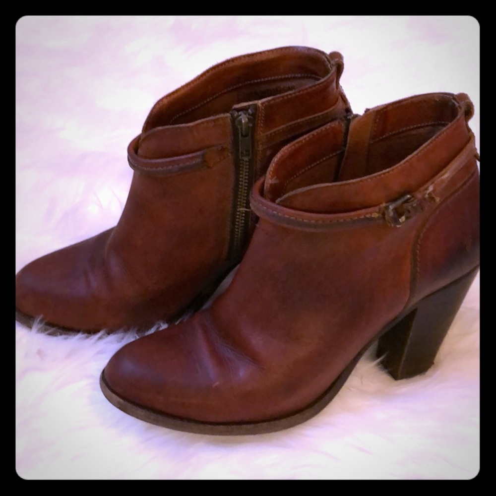Frye Cognac Heeled Ankle Booties
